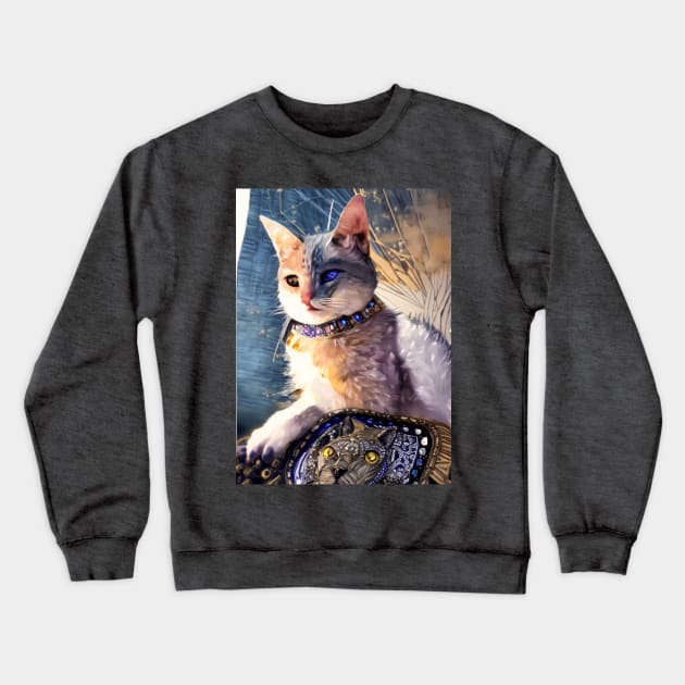 Fantasy knight kitten: Kido Crewneck Sweatshirt by Dendros-Studio